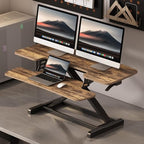 FLEXISPOT Standing Desk Converter 42" Extra Large Desk Riser, Spacious Desktop Riser Sit Stand Computer Workstation with Wide Keyboard Tray, Ergonomic Height Adjustable Stand Up Desk Converter, Black - Image 2