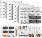 Peg Board, 4 Pack Metal Pegboard with Hooks, 71pcs Pegboard Kit, White Pegboard Wall Organizer, Heavy Duty Peg Boards for Walls Home, Garage Tool Storage, Workbench, Craft Room by Unknown