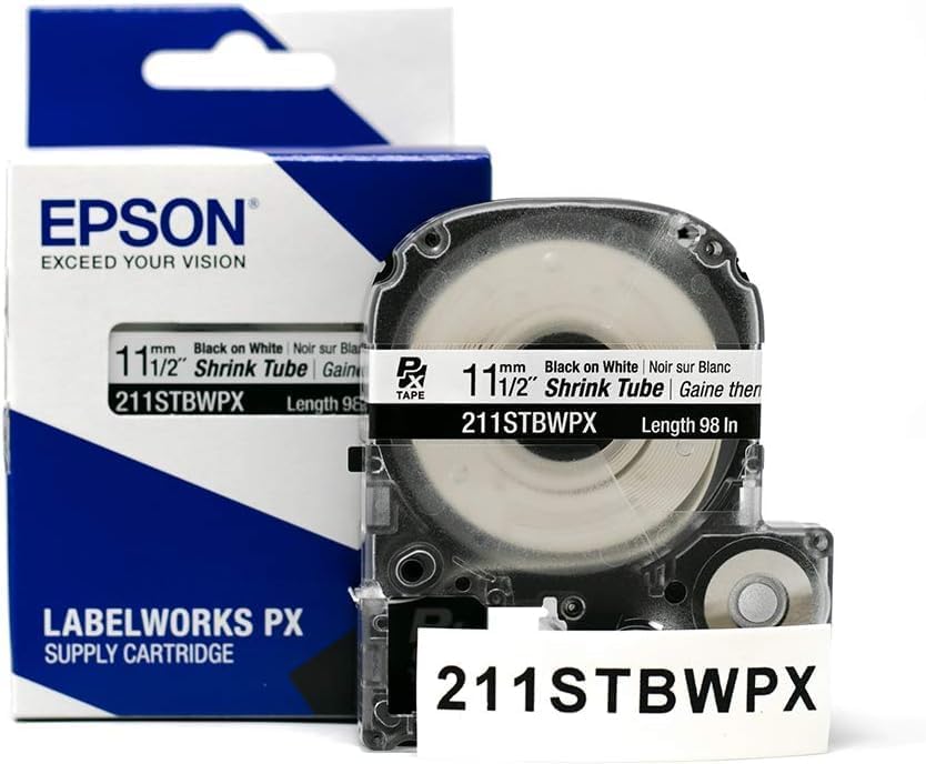 Epson LABELWORKS 211STBWPX-5PK Heat Shrink Tube - Black on White - 11mm - Image 5