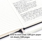 5 Pack Journal Notebook Bulk for School, Feela Hardcover Business Notebooks Classic Ruled Lined Journals with Pen Holder for Work Note Taking, with 5 Black Pens, 120 GSM, 5.1”x8.3”, A5, Black - Image 3