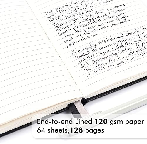 5 Pack Journal Notebook Bulk for School, Feela Hardcover Business Notebooks Classic Ruled Lined Journals with Pen Holder for Work Note Taking, with 5 Black Pens, 120 GSM, 5.1”x8.3”, A5, Black - Image 3