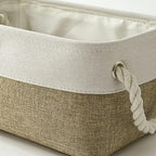 TheWarmHome Storage Basket for Shelves - 12x8x5.2 inch Small 6 Pack Collapsible Storage Bin for Closet with Handles, Fabric Storage Cubes for Cloth Organizer Gift Toy Decorative (White & Khaki) - Image 7