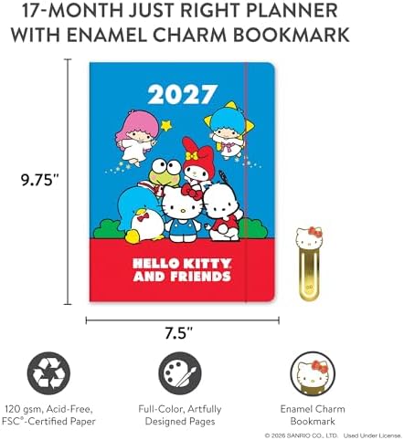 2027 Just Right Monthly Planner, 7.5 x 9.75", Hello Kitty and Friends Retro - Image 6