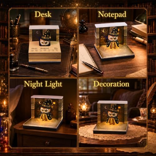 Time Piece Calendar 2027, 3D Sticky Notes Magic Owl Weekly Desk Calendar - Image 6
