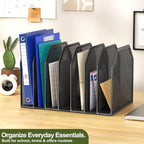FANXIYQ Black 7-Section File Folder Organizer for Desk, Metal Vertical File Holder Stand, Desktop File Organizer Rack for Letter/A4 Folders, Papers, Books, Office Classroom Home - Image 2