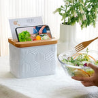 Hexagon Stripe Embossed Recipe Box with 4x6 Cards and Dividers - Image 2