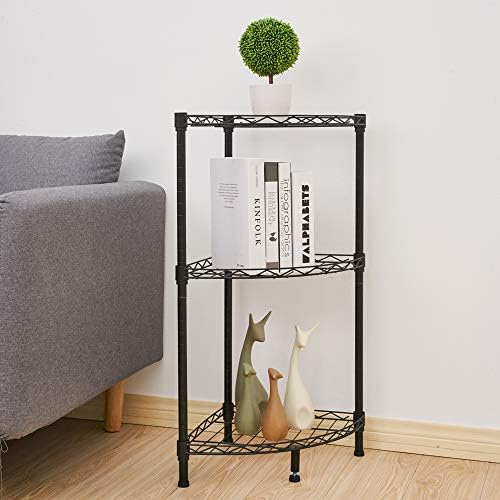 3 Tier Storage Racks Shelving, Heavy Steel Pantry Shelves, Adjustable Wire Shelving Rack Corner, Suitable for Garage, Kitchens, Offices, 13.8" W x 13.8" D x 32" H, Black - Image 2