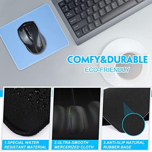 Kanayu 12 Pcs Mouse Pad Bulk 10.2 x 8.3 x 0.12 Inch with Non Slip Rubber Base Stitched Waterproof Mouse Pad Washable and Dirt Resistant Square, Multicolored (Pack of 3) - Image 3