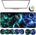 TGFEWYTJYJ Extended Gaming Mouse Pad,Memory Foam Ergonomic Keyboard Mouse Wrist Rest Support Set,Large Desk Mat with Stitched Edges,Non-Slip Base Mousepad Home Office,Galaxy Wolf by GFEWYTJYJ