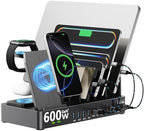 600W 3‑in‑1 Wireless Charger Stand for iPhone with 12‑Port Charging Station by SAIPKYGS