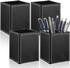 4 Pack PU Leather Pen Pencil Holder Square Desk Pencil Cup Organizer by Unknown