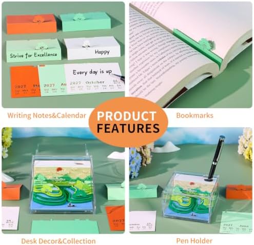 3D Memo Pad, 3D Calendar 2027, Time Piece Calendar, Tear-Off Calendars 2027, 3D Paper Carving Art Memo Pad, Art Carving Sticky Notes for Office Home Gifts Ornaments (Yunjian Terraced Fields) - Image 6