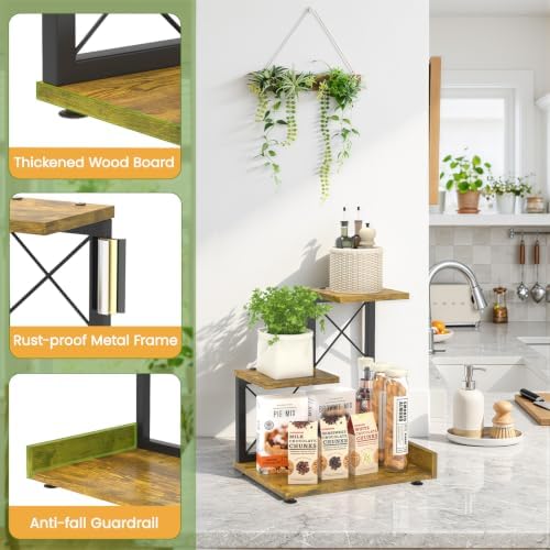 LASZOLA Plant Stand Indoor Tabletop Shelf Small for Desk, Wooden Brown - Image 7