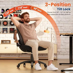 GABRYLLY Ergonomic Office Chair, High Back Home Desk Chair with Flip-Up Arms, 3D Headrest, 90-120° Tilt and Wide Cushion Seat, Big and Tall Computer Chairs for Man Woman, Mesh Chair Black Woodgrain - Image 6