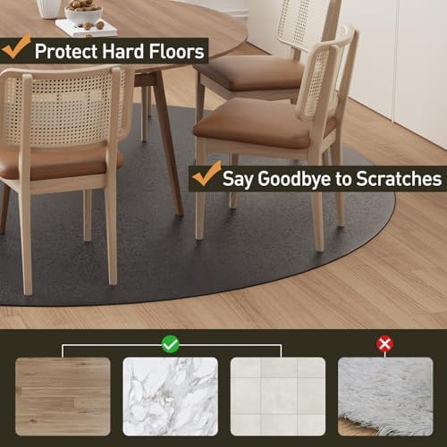 Black Plastic Floor Mat for Under Dining Table, 4ft Round No Slip Waterproof Vinyl Area Rug for Home, Anti-Spill Hard Floor Protector Cover for Living Room, Splat Mat for Under High Chair - Image 6