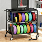 Small 3D Printer Stand Cart with Outlet, Wheels & Filament Storage Rack by Atrastout
