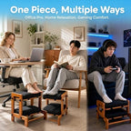Adjustable Rubber Wood Foot Rest Under Desk - Double Layer Ergonomic Foot Pad with 4-Level Angle Adjustment for Both Layers, Soft Cushion for Office, Home & Gaming - Image 3