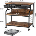 EasyCom 32.3"×18.9" XL Printer Stand with Double Drawers & Wheels - Image 5