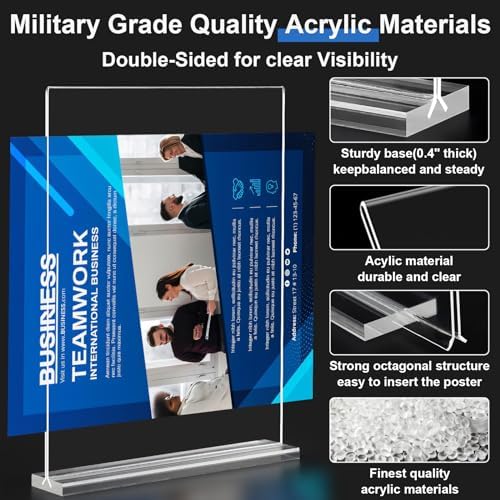 Acrylic Sign Holder 8.5 x 11,10 Pack Clear Sign Holder Double Sided Table Menu Vertical Desktop Display Stand Paper Flyer Holder Tabletop Sign Holder Suitable for Restaurants, Office, Store, Hotels - Image 2
