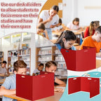 24Pack Desk Dividers for Students 14 × 17.5 × 14 Inch Plastic Durable and Waterproof Black Privacy Folders Shields Test Dividers with Classroom Privacy Boards for School Study Supplies (24PCS Red) - Image 7