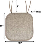 Chair Cushion Memory Foam Pads with Ties Honeycomb Pattern Slip Non Skid Rubber Back Rounded Square 16" x 16" Seat Cover - Image 4