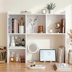 35.5" Dorm Desk Hutch White, Desktop Bookshelf with 5 Shelves - Image 7