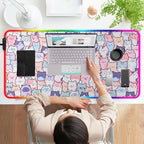RGB Cute Kawaii Cat Gaming Desk Mat & Mouse Pad, XL, Pink - Image 7