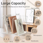 Acrylic Desk Organizer Book Organizer, Magazine File Holder, Vertical File Organizer Stand File Folder Holder, Mail Organizer Countertop Mail Sorter File Sorter, Clear Book Ends Book Holder - Image 2
