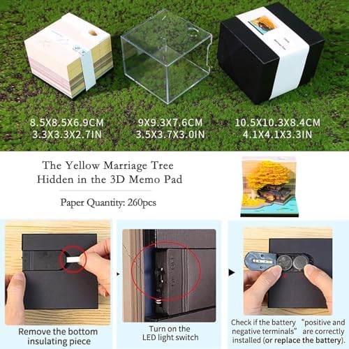 3D Memo Pad Paper Carving Art 3D Sticky Notes Convenience Post Notes Marriage Tree Kawaii Notepad with Light Pen Holder DIY Creative Gifts - Image 6