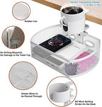 MASTLU Under Desk Organizer,Cup Holder,Table Management Tray, Swivel Pencil Drawer, Office No Drill Steel Organizers,360 Spin Hidden Storage Box with Sturdy C-Clamp,Easy Install (White) - Image 6