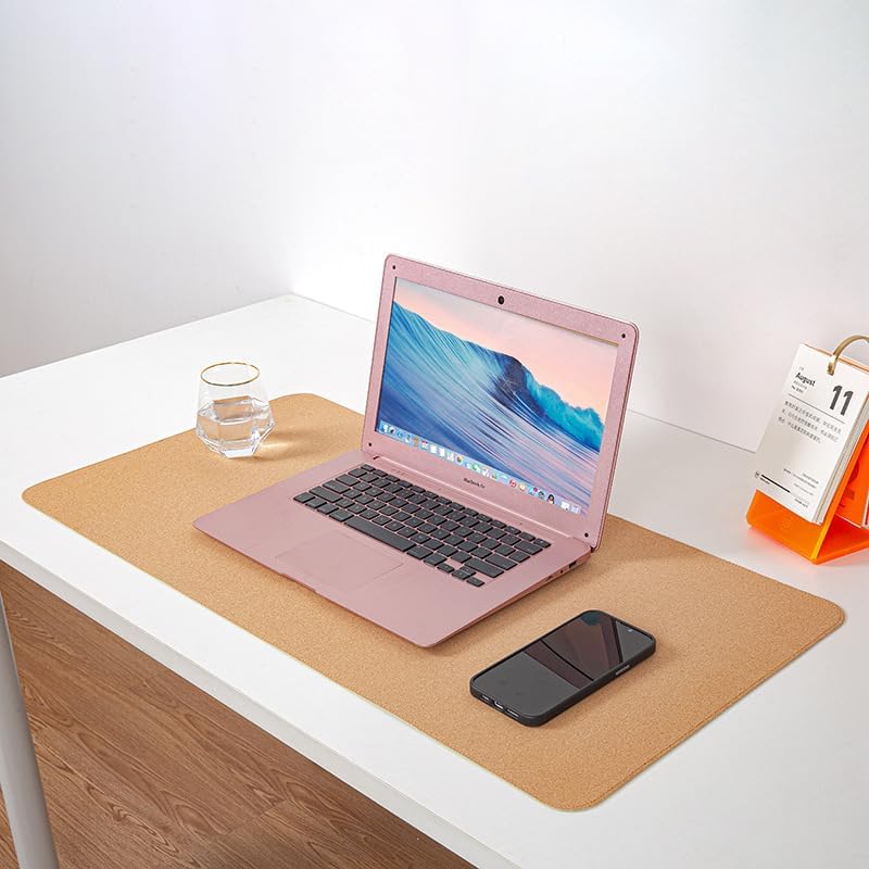Ruby Lil Natural Cork & PU Leather Dual Side Mouse Pad Laptop Desk Table Protector Desk Writing Pad,Pink,90x45cm - Image 7