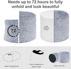 Hansleep Round Pouf Ottoman Foot Rest, Footstool, 17 x 14 Inch, Grey - Image 4