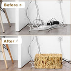 BTSKY Woven Cable Management Box with Lid Water Hyacinth Cord Organizer, L - Image 4