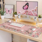 iLeadon Pink Mouse Pad, Scalloped Desk Mat Cute for Keyboard and Mouse - Image 6