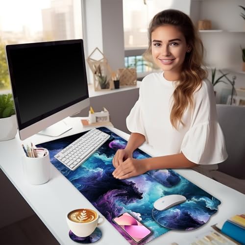LIMKRIAN Galaxy Mouse Pad Large Desk Matt for Desktop, 4 in1 XXL Mousepad - Image 2