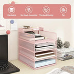 Natwind 4-Tier Stackable Metal Mesh Letter Paper Tray Organizer,Pink - Image 6