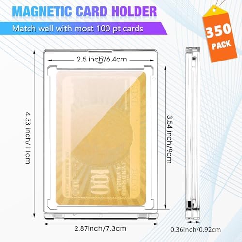 SATINIOR 350 Pcs Clear 100 Pt Magnetic Card Holders for Trading Cards - Image 2