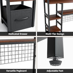 Desk Hutch for Computer Monitor,Desktop Bookshelf Organizer,4 Tier Desk Hutch with Grid Panel,38.6" Desk Shelf Storage Rack for Home Office,Study,Dorm,Walnut - Image 6