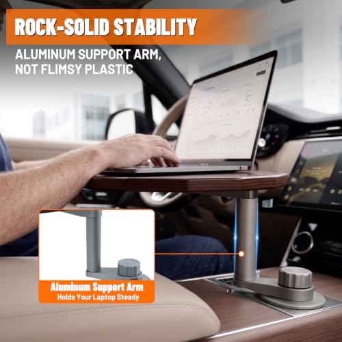Car Desk for Laptop, Car Food Tray for Tesla Model Y/3, Car Tray Table, Cup Holder Tray for Eating, Laptop Work & Charging Stops, 4-Way Locking Base - Image 2