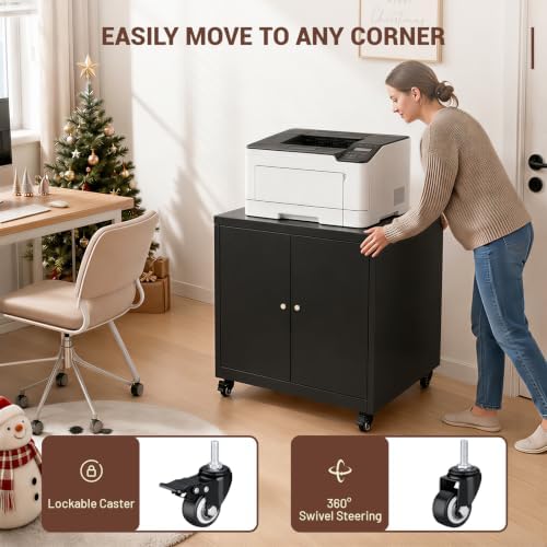 Printer Stand with Storage Cabinet & Wheels - Image 3