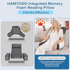 22" XL Reading Pillow Sitting in Bed,Back Support & Armrests(Grey & White) - Image 4