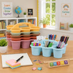 6 Pack Classroom Caddy With Handle for School Supplies, Groovy - Image 6