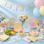 450 Pcs Tableware Set, Serve 50, Pastel, Gingham - Image 6
