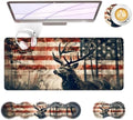 Large Keyboard Mouse Pad Set, Extended Mouse Pad+Keyboard Wrist Rest Support, Memory Foam Ergonomic Easy Typing, 4Pcs (31.5×11.8 in) Desk Pad Set for Office Home,American Flag Deer by Unknown