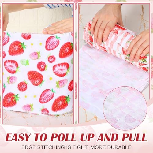 36 Pack Reusable Kitchen Cloths Cotton Towel, Strawberry - Image 4