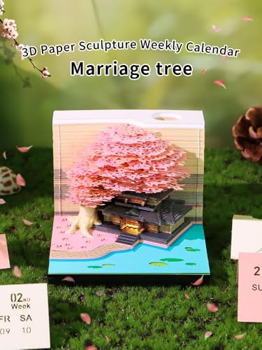 3D Memo Pad, 3D Calendar 2027, Time Piece Calendar, Tear-Off Calendars 2027, 3D Paper Carving Art Memo Pad, Art Carving Sticky Notes for Office Home Gifts Ornaments (Four Seasons Tree) - Image 4