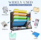 Jakyitvi 5-Tier Magnetic File Organizer R-Shaped Base Wall Hanging Black - Image 5