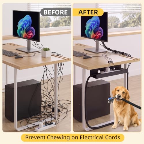 128 Pcs 15.75" Under Desk Cable Management Kit, Cord Organizer Desk Wire Management System, Wire Tray, Clips, Ties, Sleeve, Loom Tubing for Home Office, Gaming, TV, Computer Setup - Image 5