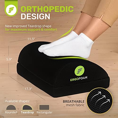 ErgoFoam Adjustable Foot Rest for Added Height - Mesh Orthopedic Teardrop Design - Large Premium Under Desk Foot Rest - Most Comfortable for Lumbar, Back, Knee Pain (Black) - Image 3
