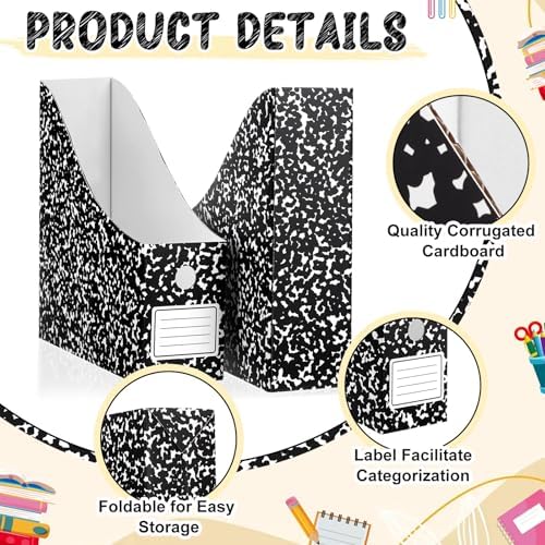 Pasimy 48 Pcs Magazine File Holder Cardboard, Composition Notebook Magazine Holders File Organizer Bulk Foldable Decorative Folder Storage Box Rack for Book Documents School Office Home Desk - Image 3